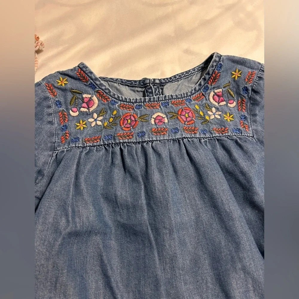 Embroidered Denim and Striped girls shirt bundle